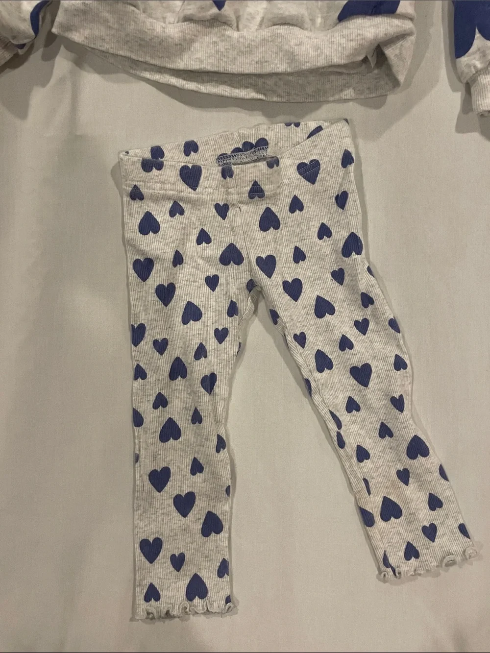 Kids Pajama Set - Green Butterfly Top & Blue Floral / White Heart Pants
